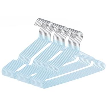 Imagem de gofuch Cabides de metal ultrafinos, pacote com 30 cabides antiderrapantes revestidos de PVC que economizam espaço para armário, 41 cm de largura para ternos, vestidos, jaquetas (azul)