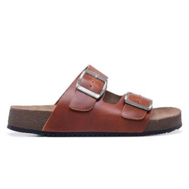 Imagem de Sandália Masculina NATHOS CARIBE em Couro - Fóssil Caramelo, 44