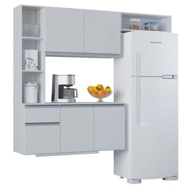 Imagem de Cozinha Suspensa Com Balcão Mel 163 Cm Branco– Poquema
