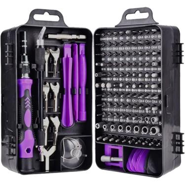 Imagem de Chave De Fenda Com Ponta Magnética Antiderrapante Conjuntos De Chaves De Fenda De Precisão Pontas De Porca De Parafuso Magnéticas Ferramentas De Reparo Multifuncionais Ferrame, 135purple