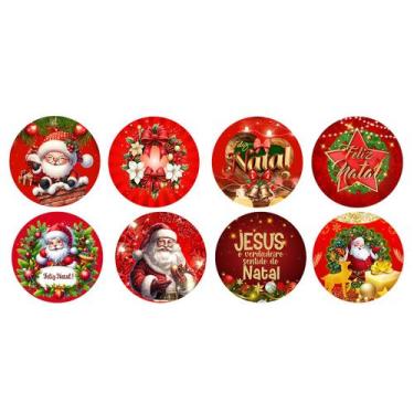 Imagem de Kit com 08 Bolinhas de Natal MDF 3mm Adesivado Decoração Árvore 9,5cm 