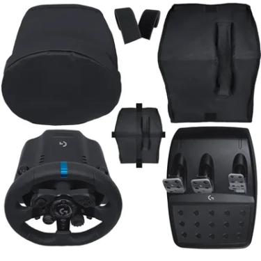 Imagem de Kit Capas Protetoras Qualicapas Compatíveis c/ Volante, Base e Pedal G25 G27 G29 G920 G923 Simulador Gamer Logitech