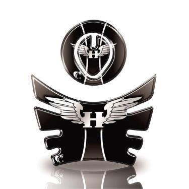 Imagem de Kit Adesivo Resinado Protetor Tanque E Bocal Moto Bros Asa Ano Até 2015 Prata E Preto