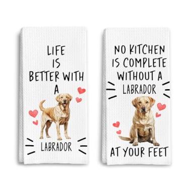 Imagem de Qpenm Labrador Retriever Presentes Toalhas de cozinha, presentes para amantes de cães Labrador, mãe de cachorro, pai, dono, presente decorativo, prato de chá, toalhas de mão para cozinha, 40,6 x 61 cm