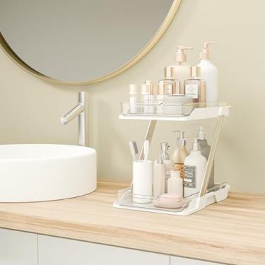 Imagem de AUGBEAN Organizadores e armazenamento – 1 pacote multiuso, organização transparente de 2 camadas para banheiro, embaixo da pia, cozinha, penteadeira, bancada, armário, despensa, mesa e armário de