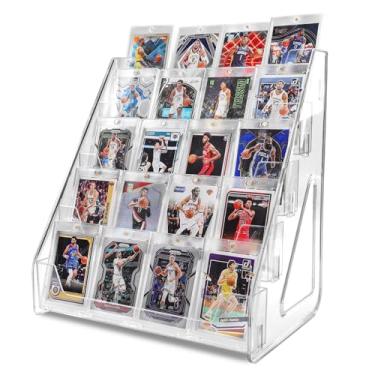 Imagem de Suporte de exibição de cartão colecionável, suporte vertical de 5 níveis para beisebol, basquete, esportes, suporte de mesa para placas PSA BGS SGC, montagem de encaixe