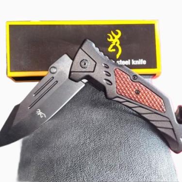 Imagem de Canivete Esportivo FA51 Lâmina aço inoxidável preta cabo alumínio madeira Design Pesca Acampamento