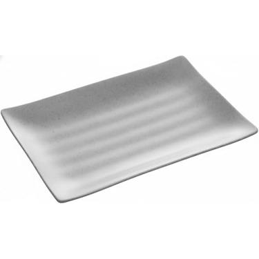 Imagem de Travessa Retangular de Melamina, Cinza, 38 x 19 cm, Material Durável, Design Clássico, Ideal para Servir Sushi e Petiscos, Perolado, Não Microwaveable, Lavável na Lava-Louças