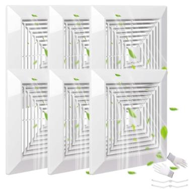 Imagem de PTLEVYN Capa de exaustor de banheiro Plástico branco com grade de mola Capa de ventilação de teto quadrada Substitua a tampa do exaustor de teto Acessórios do ventilador de exaustão de teto Design de