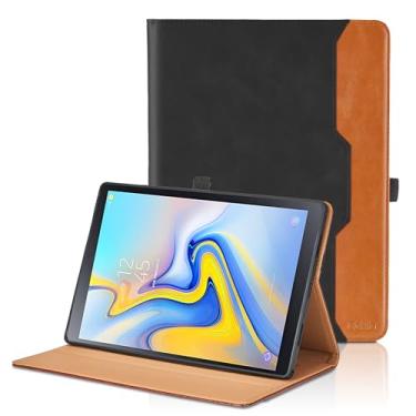 Imagem de Capa para Samsung Galaxy Tab A 10.5 2018 SM-T590/T595/T597, capa fólio de couro PU com suporte de mão e bolso, capa para tablet inteligente despertar/hibernar automaticamente, preta