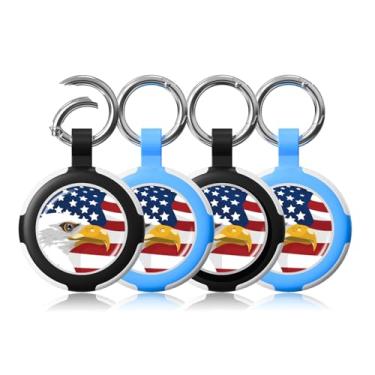 Imagem de Compatível com porta-chaves AirTag, à prova d'água IPX8, capas AirTags de silicone com chaveiro, acessórios para localizadores de itens GPS da Apple (bandeira)