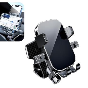 Imagem de CyperFair Suporte de telefone para carro, suporte antiderrapante ajustável de 360° para tela vertical horizontal, clipe de fixação de navegação com uma mão para painel de viseira solar, universal para