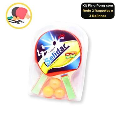 Imagem de Kit Conjunto Tênis de Mesa Ping Pong com Rede 2 Raquetes 3 Bolinhas e 