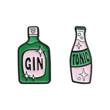 Imagem de Conjunto de broches com design de garrafa esmaltada para bebidas em de