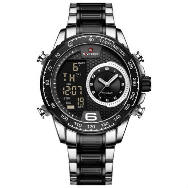 Imagem de  Relógio Masculino Analógico em Aço inoxidável Display LED Digital A prova Dágua