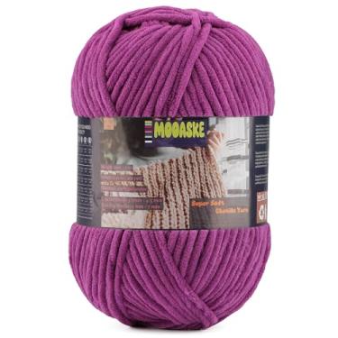 Imagem de Fio de chenille fofo para crochê - fio de cobertor de bebê para tricô - fio de veludo para crochê Amigurumi, fios ultramacios, peso por rolo 200 g, comprimento 240 m/262 jardas (1, violeta)