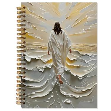 Imagem de YTRGI Caderno Jesus Cristão, Caderno Religioso Jesus Andando na Água para anotações, Diário de Oração Cristã para Mulheres e Homens, Caderno Espiral 14 x 21 cm