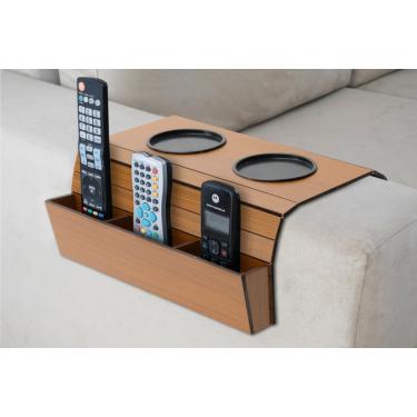 Imagem de Bandeja Esteira Pra Sofá Porta Copos E Controle Cor Caramelo