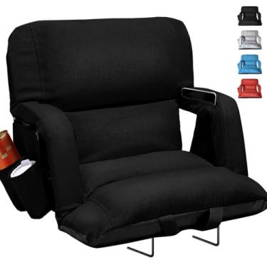 Imagem de yeyeeyyee Bancos de estádio amplos com suporte para as costas, design exclusivo estilo sofá cadeiras de arquibancada extra grossas com encosto e almofada, 6 posições reclináveis - o máximo conforto