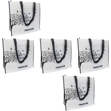 Imagem de Sacola De Ombro Bolsa Ecobag Kit 5 Uni Ecologica Mercado Compra Dobravel