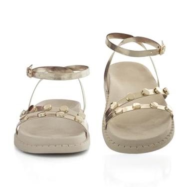 Imagem de Sandalia Papete Casual Flat Feminina Enfeite Metal Brilho Metalico Plataforma Flatform (DOURADO, BR, Adulto, Numérico, 38)