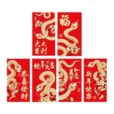 Imagem de Envelope Vermelho Chinês 2025,Envelopes Vermelhos 2025, Ano da folha de ouro do envelope vermelho da, 6X Pacotes Vermelhos de Dinheiro da Sorte Hong Bao Festival da Primavera Envelope Vermelho para A
