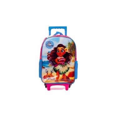 Imagem de Mochila de Rodinhas Infantil Sea Princess, Rosa e Azul, Poliéster, 40x30x14,5cm, 17L, com Alça Retrátil, Design Tropical, para Escola e Viagem