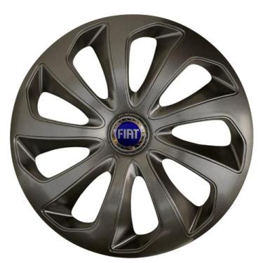 Imagem de Calota esportiva aro 15 velox graphite + emblema de alumínio fiat azul