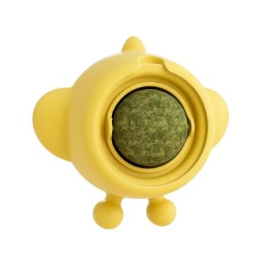 Imagem de Bolas de parede de erva de gato para gatos, bola de mastigar para gatos | Brinquedos energéticos de limpeza de dentes de animais de estimação, suprimentos para brincar de mastigar para o chão