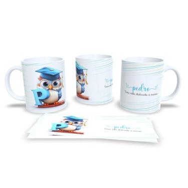 Imagem de Caneca Personalizada Professor com Coruja, Cerâmica Branca, Design Educacional, Uma Vida Dedicada a Ensinar (p)