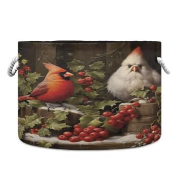 Imagem de SEHANY Cesta redonda grande de flores e pássaros com alça de corda, cesto de roupa suja de lona para armazenamento de cobertores, cesta de armazenamento de berçário infantil para quarto de banho