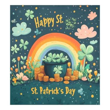 Imagem de Blueangle Dia de São Patrício Moedas de Ouro Arco-íris Capa Magnética para Lava-Louça, Decoração Frontal de Lava-Louça, Decalques de Armário Doméstico, Adesivos de Eletrodomésticos, 58 cm C x 66 cm