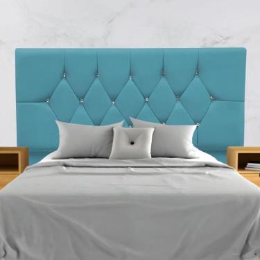 Imagem de Cabeceira De Cama Box King 195 Cm Dante Com Frame Suede Azul Turquesa