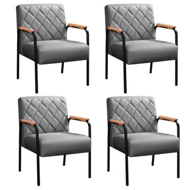 Imagem de Kit 4 Cadeiras Ludmilla Modernas Decorativa Confortáveis - Linho Cinza 320