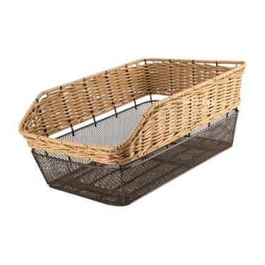 Imagem de menolana Caixa de armazenamento para cesto de bicicleta, cesto traseiro fácil de limpar, suporte de carga para, compras, ciclismo, homens, mulheres, Marrom