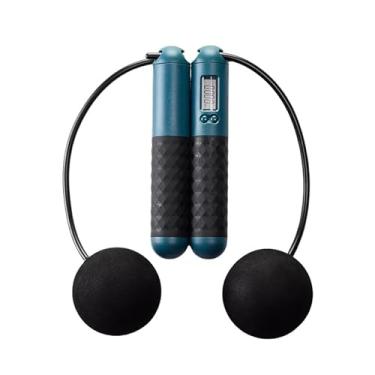 Imagem de Corda De Pular Sem Fio Com Contador Digital(Azul/Preto Bolas 65MM)