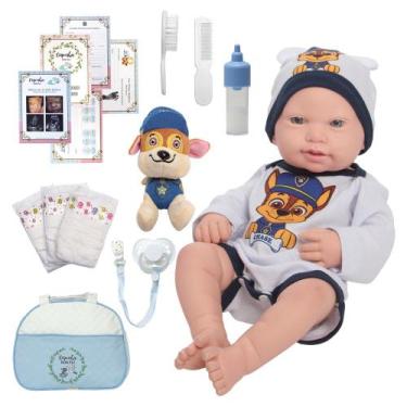 Imagem de Boneco Reborn Menino Lucca Olhos Azuis 100% Silicone E Itens - Cegonha