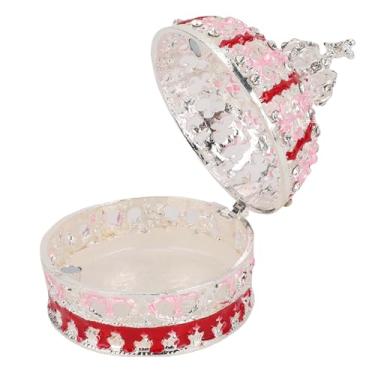 Imagem de Phefop Caixa de Joias, Caixa de Bugigangas de Liga de Zinco Incrustada Com Cristal Esmaltado para Anéis, Brincos, Colares, Armazenamento de Lembrança Vintage Com Embalagem de Presente Dourada para