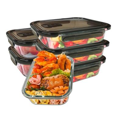 Imagem de AUXOM Conjunto 6 Potes 680ML Vidro Hermético 4 Travas Pode Ser Usado No Microondas E No Forno