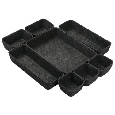 Imagem de WeiLaiKeQi Bandeja Organizadora de Gaveta em Feltro, Divisória de Gaveta, Cesto Organizador Multiuso para Armários, Prateleiras, Penteadeira, Maquiagem e Artigos, Cinza Escuro