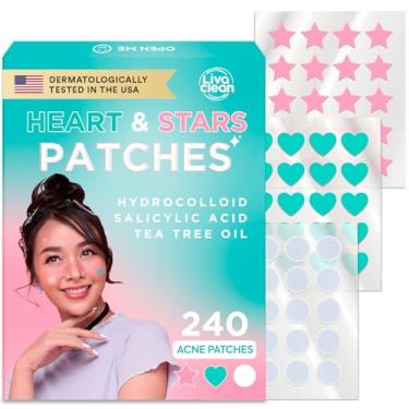 Imagem de LivaClean 240 CT Heart & Star Pimple Patch w/Salicylic Acid & Tea Tree Oil, Pimples Patches, Pimple Patches Heart, Hydrocolloid Cute, Zit Patch, Cute Acne