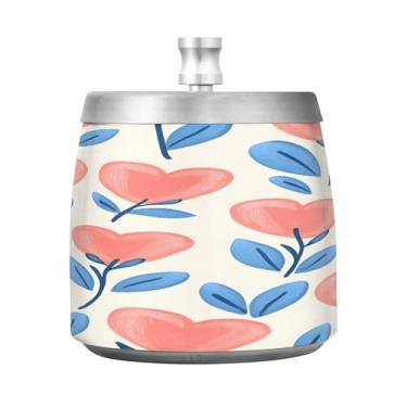 Imagem de Wassud Cinzeiro para cigarros, interior, exterior, pétalas em forma de coração, cinzeiro com tampa, aço inoxidável, à prova de vento, inodoro, mesa, cinzeiro, casa, escritório, pátio, varanda