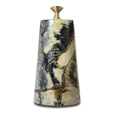 Imagem de LUKYTME Batentes de porta pesados decorativos, batentes de porta de mármore natural de luxo com alça de latão maciço, batente de porta moderno cunha alta para livros para decoração de casa e