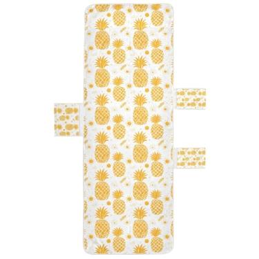 Imagem de STAYTOP Capa de toalha de espreguiçadeira de abacaxi dourado, capa macia para espreguiçadeira, capas de cadeira de praia com bolsos para jardim ao ar livre, pátio, pátio, banhos de sol, gramado, 215 x