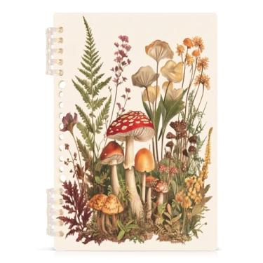 Imagem de Burbuja Caderno retrô de plantas botânicas, papel pautado universitário A5 com 60 folhas, fichário para escritório, 1 pacote