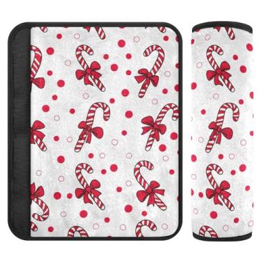 Imagem de Burbuja Capa para cinto de segurança de carro Candy Cane Protetor de cinto de segurança macio confortável para alça de ombro de assento, 1 par pequeno