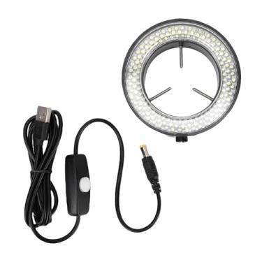 Imagem de Jiawu Anel de Luz LED para Microscópio, 144 Iluminadores de Iluminação LED, Fonte de Luz Anelar 45000LX para Microscópios Estéreo Monoculares Binoculares Trinoculares e Câmeras