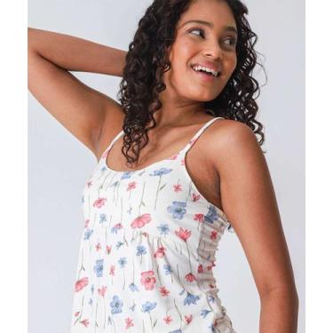 Imagem de Pijama Feminino Flores Alças Finas Marisa Off White-71044, Off white, 
