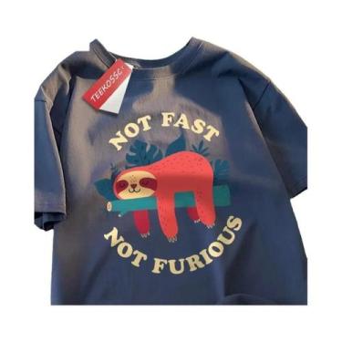 Imagem de Camiseta Oversized Com Estampa De Bicho-Preguiça, Estilo Hip Hop, Mang