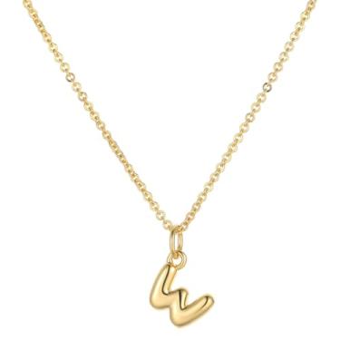 Imagem de TASBERN Colar com inicial bolha para mulheres, minúsculo, banhado a ouro 18K, alfabeto A-Z, minimalista, joia delicada, presente de aniversário para ela, Banhado a ouro, Sem Pedra Preciosa
